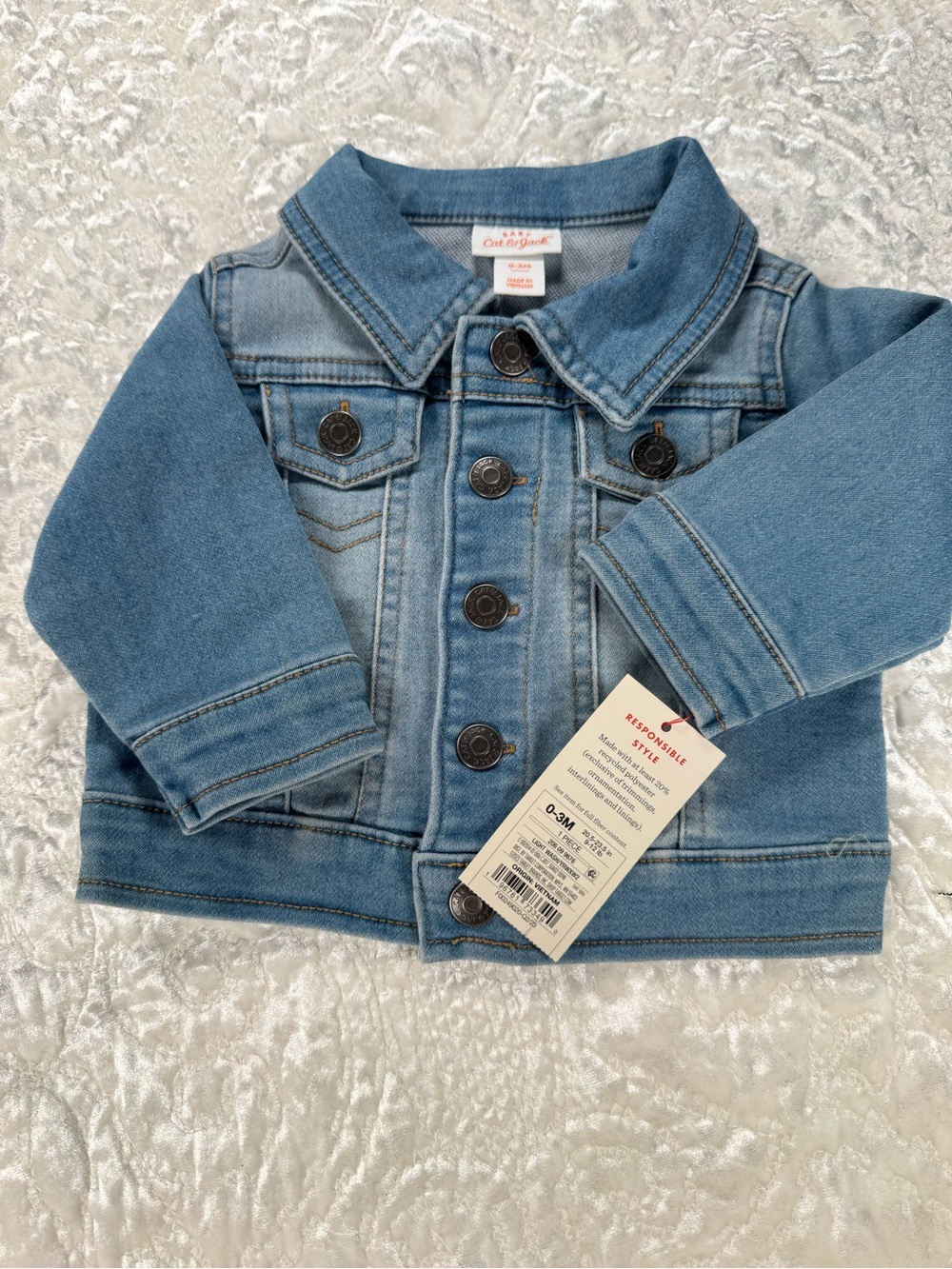NWT Cat & Jack 0-3 month Light Blue Denim Jacket